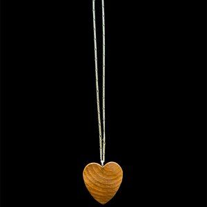 Handmade Wooden Heart Figaro Necklace Silver Tone